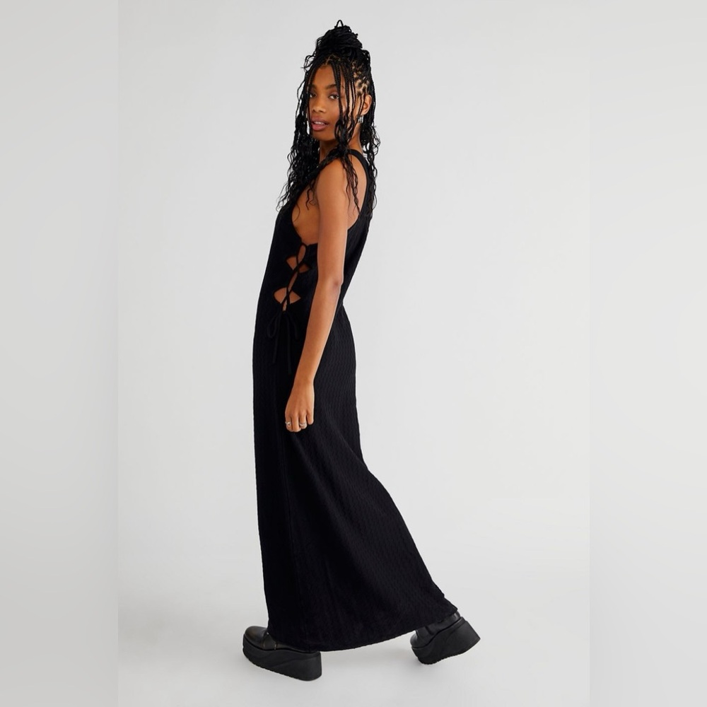 NEW-Free People-NWT-Eve Sweater Maxi Dress in Black, Size S